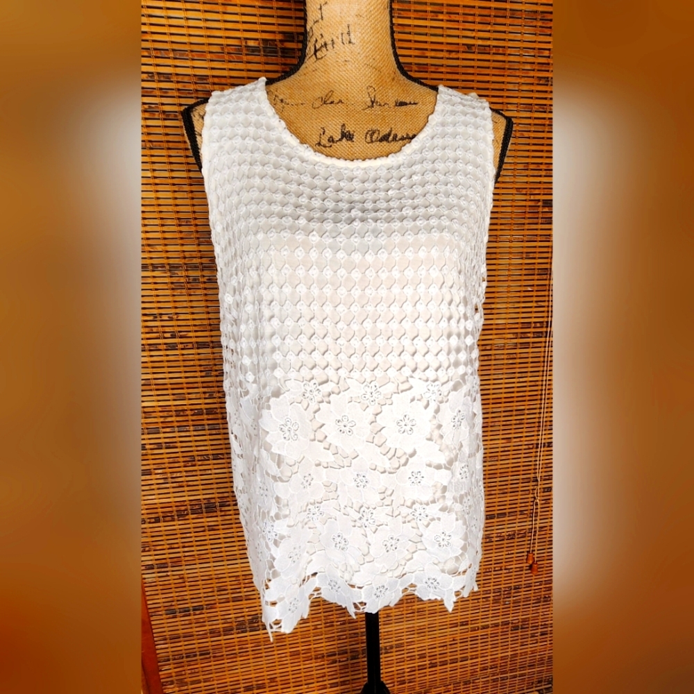 INC International Concepts White Sleeveless Scoop Neck Sheath Dress
